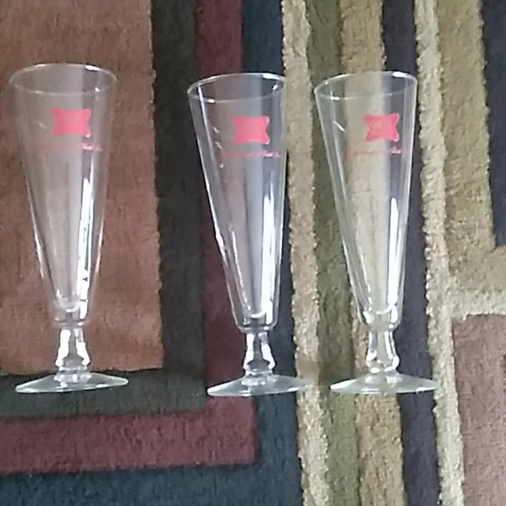 🍻 Vintage Miller High Life BEER DRINKING GLASSES Set Of THREE
